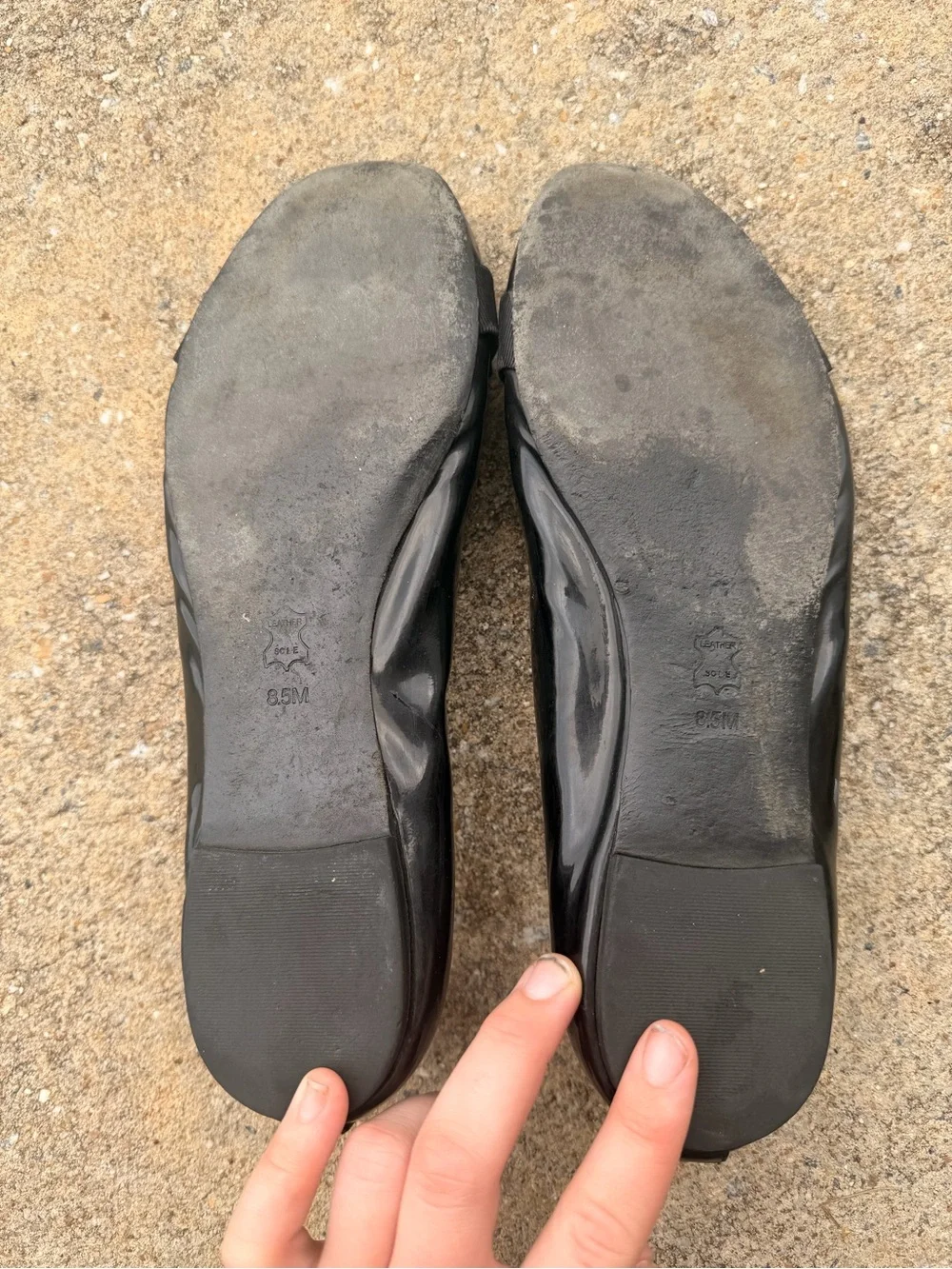 Tory Burch Black Patent Leather Bow Flats with Gold Logo
